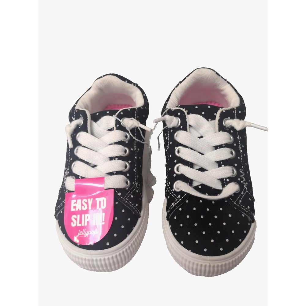jellypop abigail girls black polka dot lace up sneaker Size 13M NEW